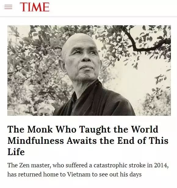 《时代》周刊上的僧人：将正念带给全世界的一行禅师为何放弃治疗?